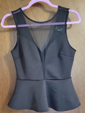 Forever 21 Black Top with Mesh Trim